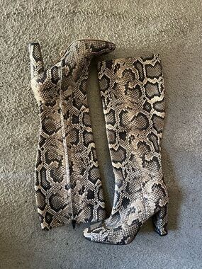 Women’s Snake-Print Knee-High Boots